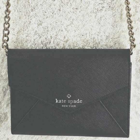 kate spade new york Handbags - KATE SPADE New York Black Leather Cedar Street Monday Envelope Crossbody Clutch
